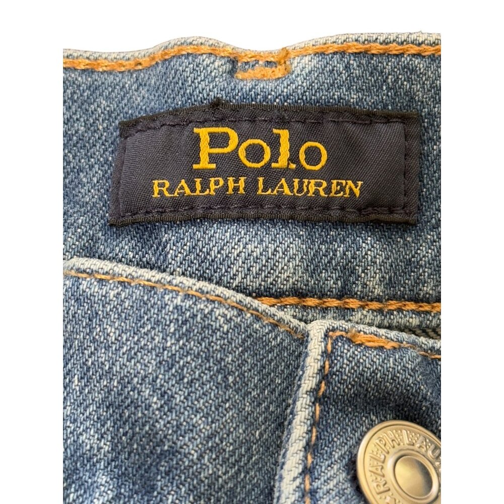 Polo Ralph Lauren Size 28 Denim Cut-Off Mid-Rise Shorts Riding Jeans Logo Patch - Picture 3 of 9